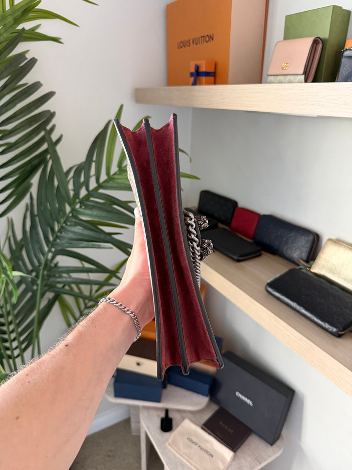 Gucci GG Blooms Dionysus PVC x Suede Chain Shoulder Bag Beige QAS6