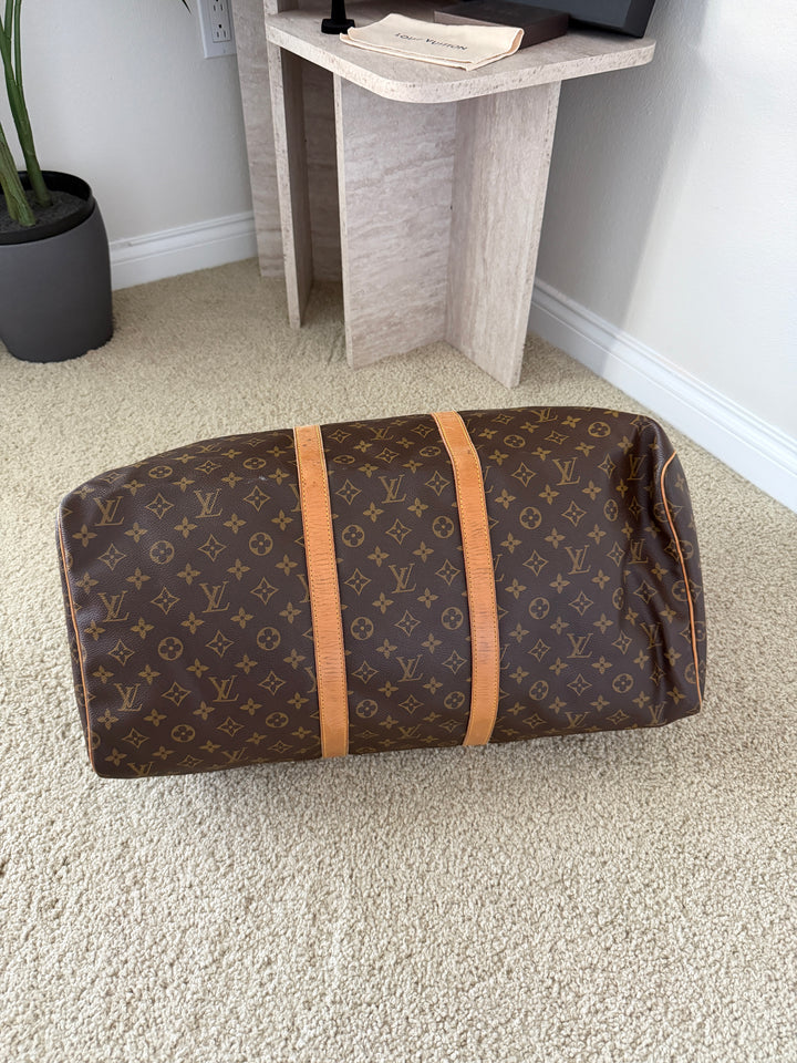 Louis Vuitton Monogram Keepall 55 Travel Boston Bag w/Lock & Key QAS15