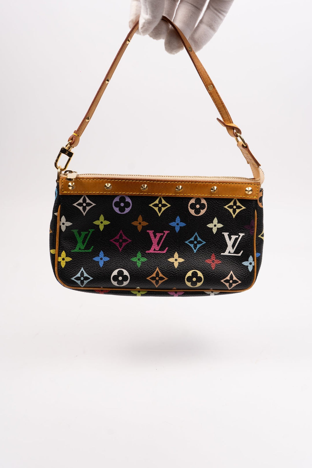 Louis Vuitton Murakami Multicolor Pochette Accessories Black EX11