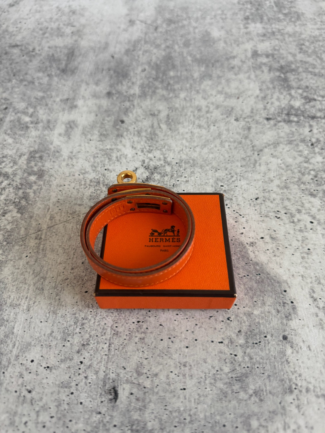 Hermes Kelly De Boulter 2003 Orange x Gold Bracelet RT39
