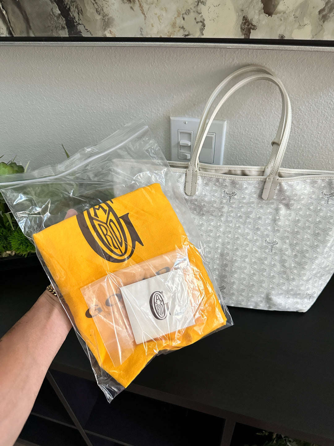 Goyard Saint Louis PM Tote Bag White w/Wallet YU13