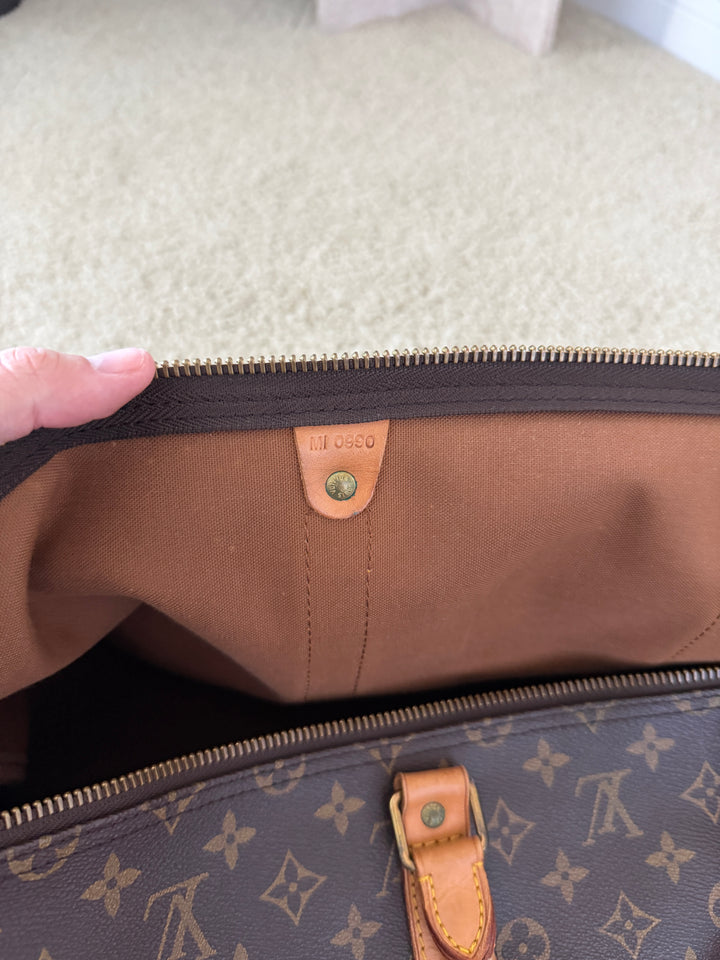 Louis Vuitton Monogram Keepall 55 Travel Boston Bag w/Lock & Key QAS15