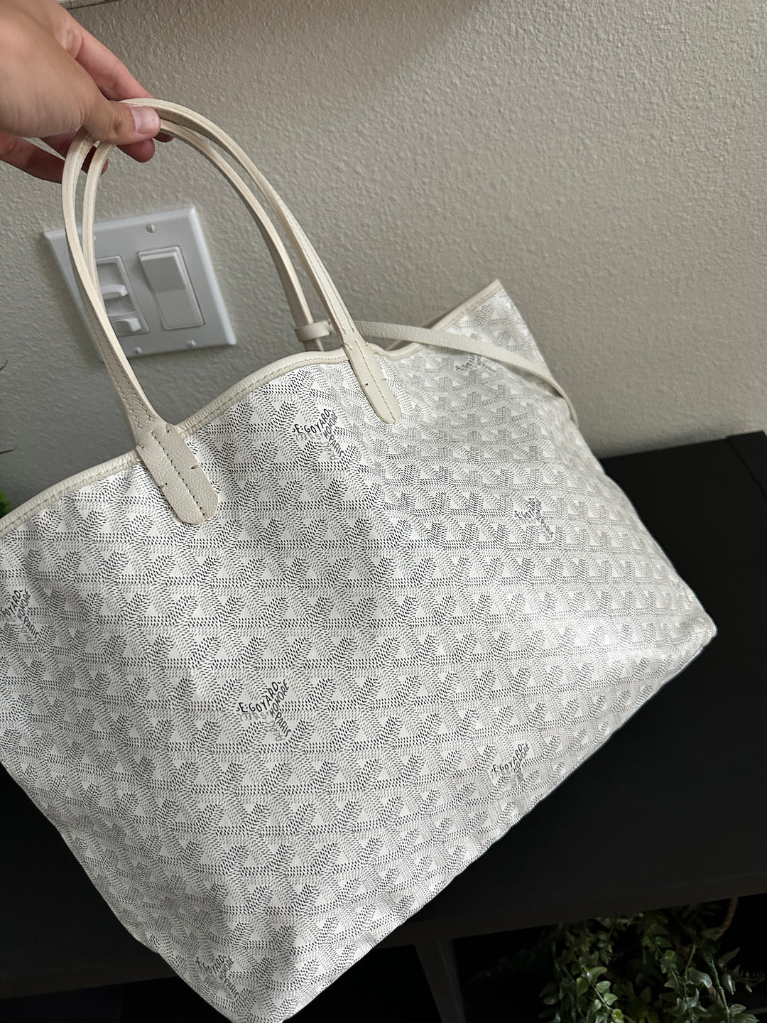 Goyard Saint Louis PM Tote Bag White w/Wallet YU13