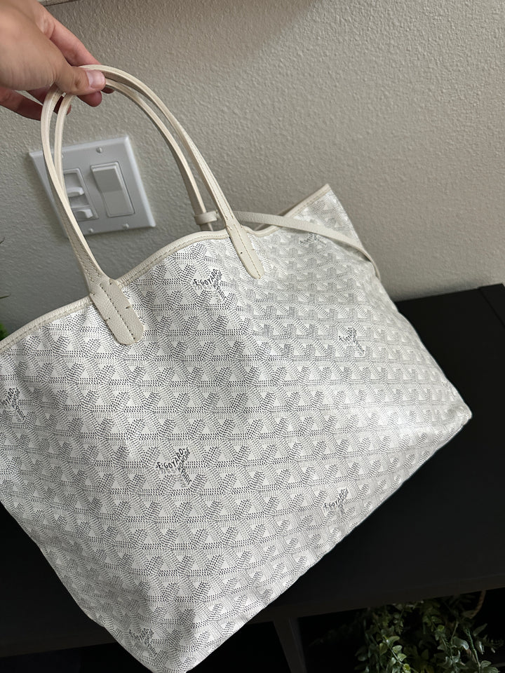 Goyard Saint Louis PM Tote Bag White w/Wallet YU13