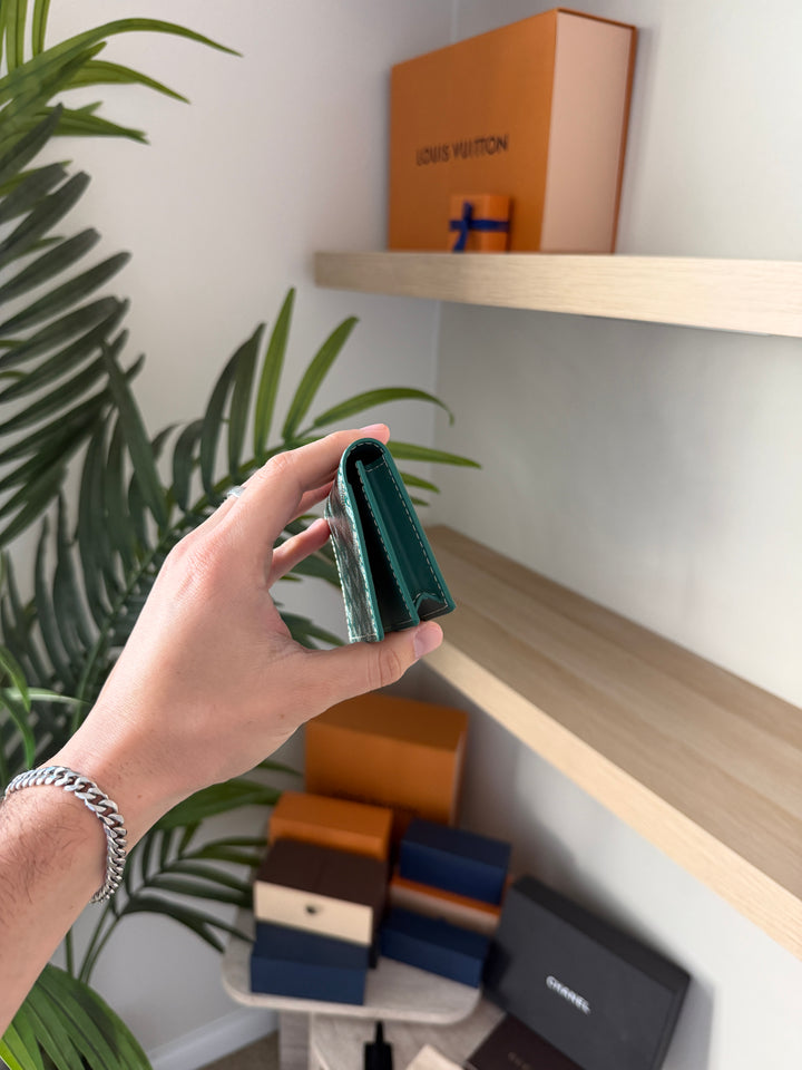 Goyard Herringbone Leather Card Case Green w/Full Inclusion  VTR3