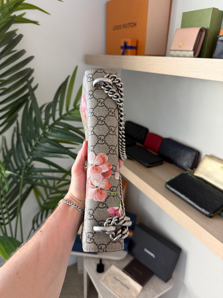 Gucci GG Blooms Dionysus PVC x Suede Chain Shoulder Bag Beige QAS6