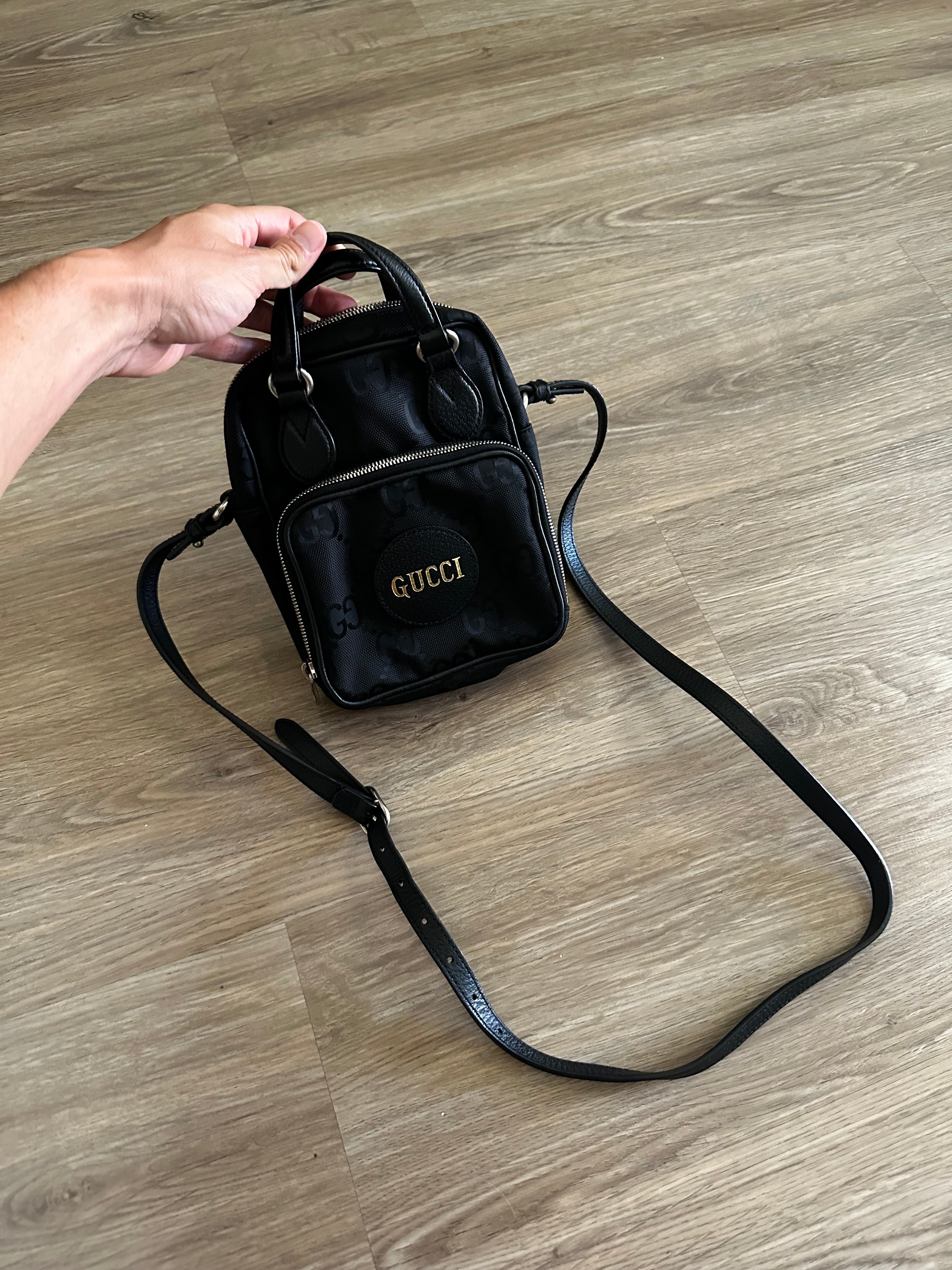 Gucci Off the Grit Canvas 2WAY Crossbody Bag Black TheBabyBirkin