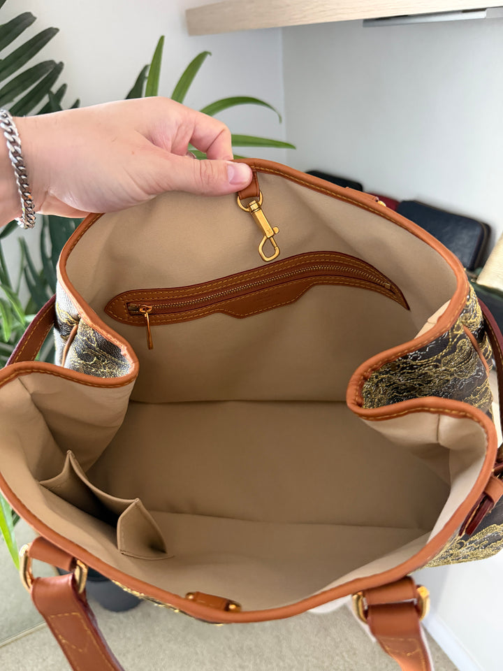 Louis Vuitton Monogram Dentelle Batignolles Orizontal Tote Bag Brown w/Full Inclusion QAS9