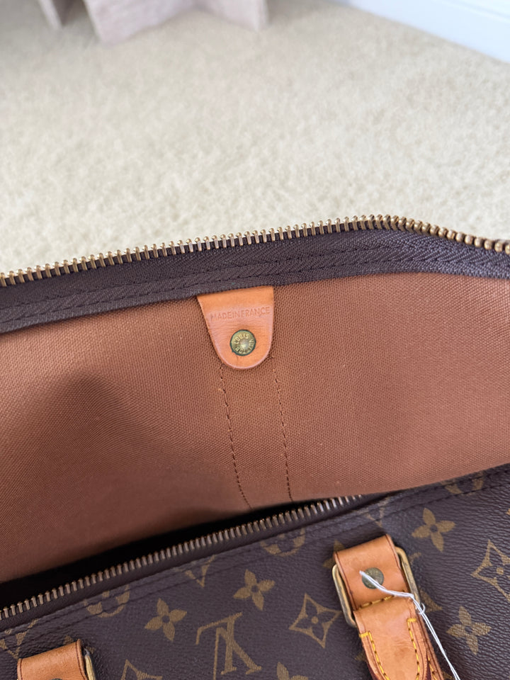 Louis Vuitton Monogram Keepall 55 Travel Boston Bag w/Lock & Key QAS15