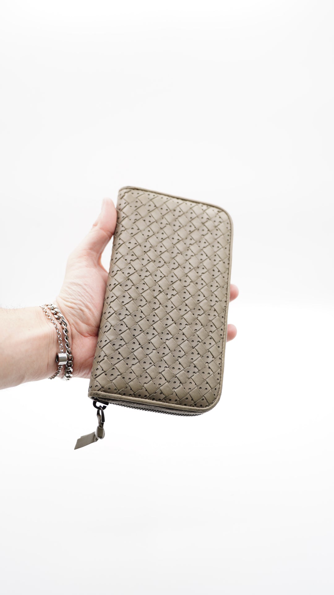Bottega Veneta Leather Long Zippy Wallet Toupe