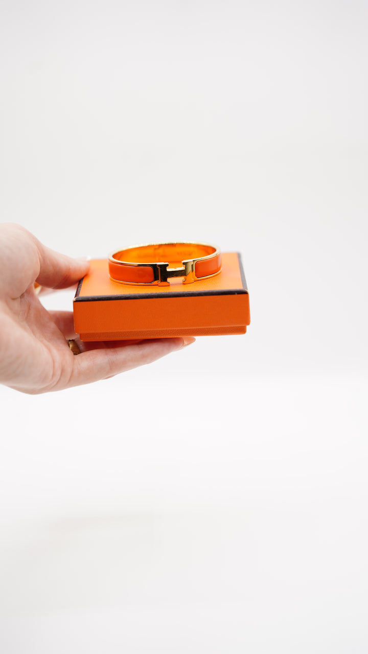 Hermes H Bangle Clic-Clac Gold x Orange w/Full Inclusion TT14