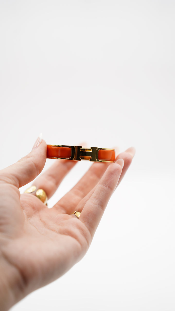 Hermes H Bangle Clic-Clac Gold x Orange w/Full Inclusion TT14