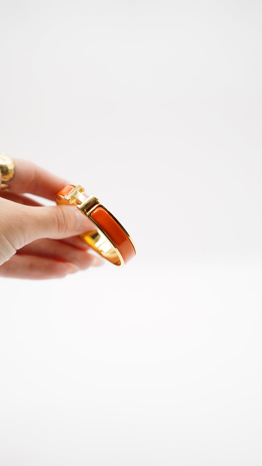 Hermes H Bangle Clic-Clac Gold x Orange w/Full Inclusion TT14