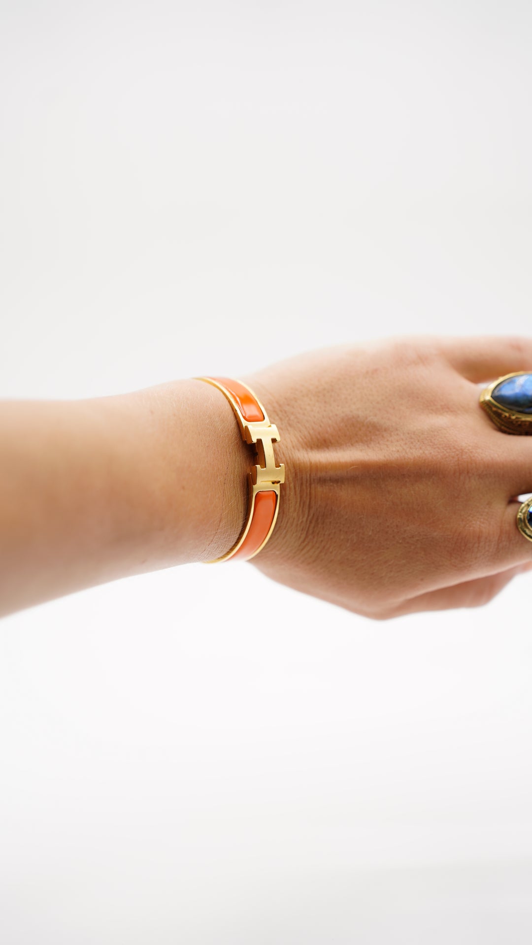 Hermes H Bangle Clic-Clac Gold x Orange w/Full Inclusion TT14