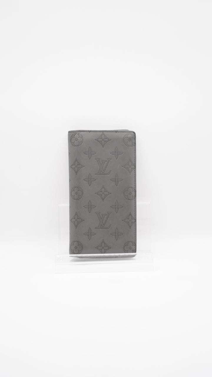 Louis Vuitton Shadow Monogram Long Brazza Bifold Wallet Grey TT7