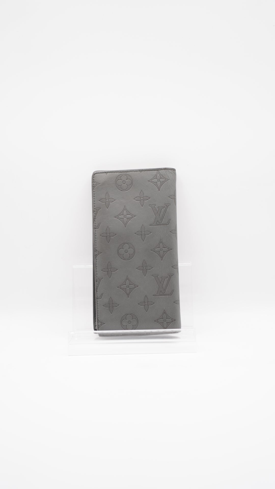 Louis Vuitton Shadow Monogram Long Brazza Bifold Wallet Grey TT7