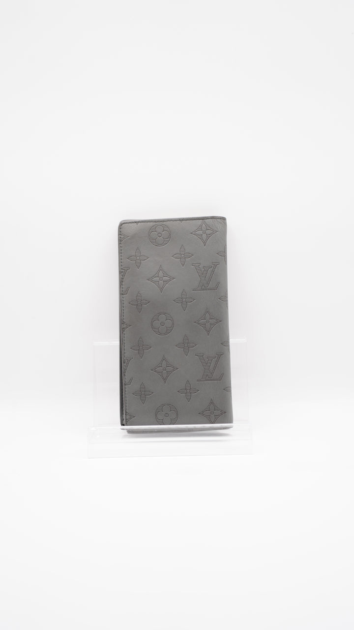 Louis Vuitton Shadow Monogram Long Brazza Bifold Wallet Grey TT7