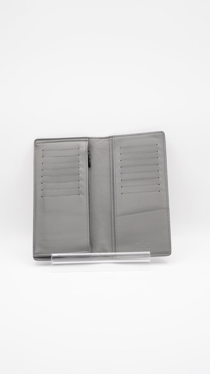 Louis Vuitton Shadow Monogram Long Brazza Bifold Wallet Grey TT7