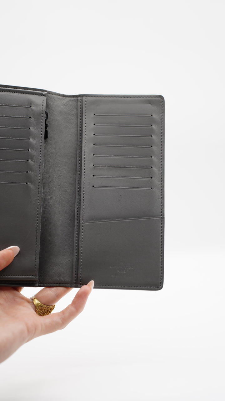 Louis Vuitton Shadow Monogram Long Brazza Bifold Wallet Grey TT7