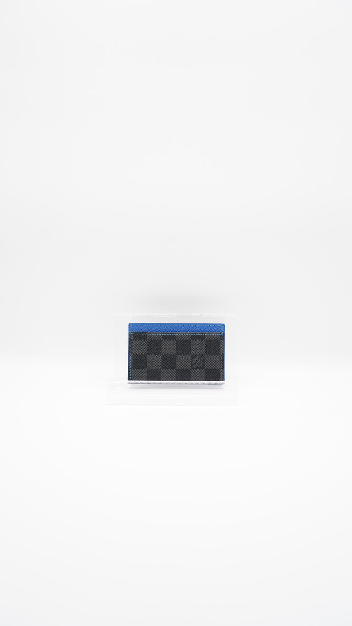 Louis Vuitton Damier Graphite Sampur Blue Card Holder AW6
