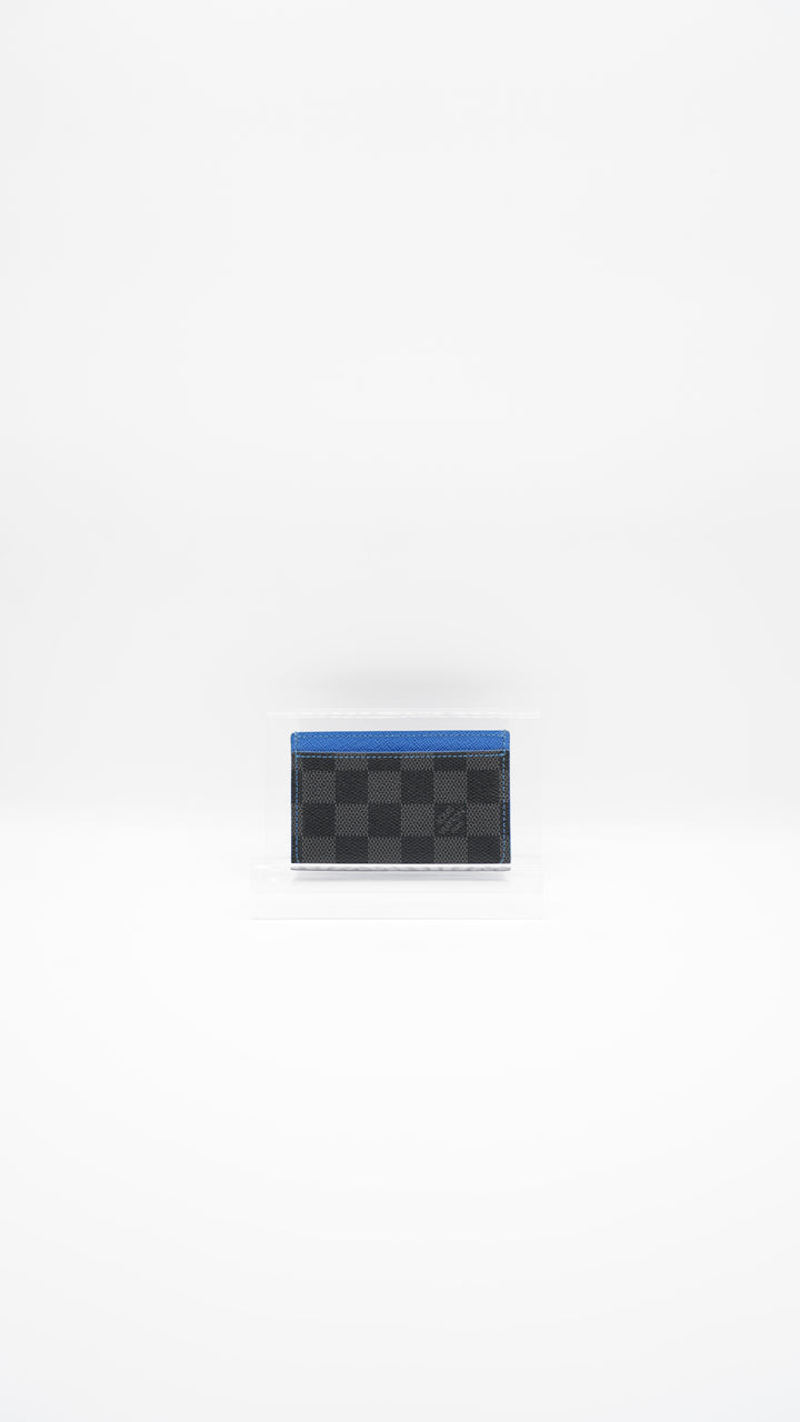 Louis Vuitton Damier Graphite Sampur Blue Card Holder AW6