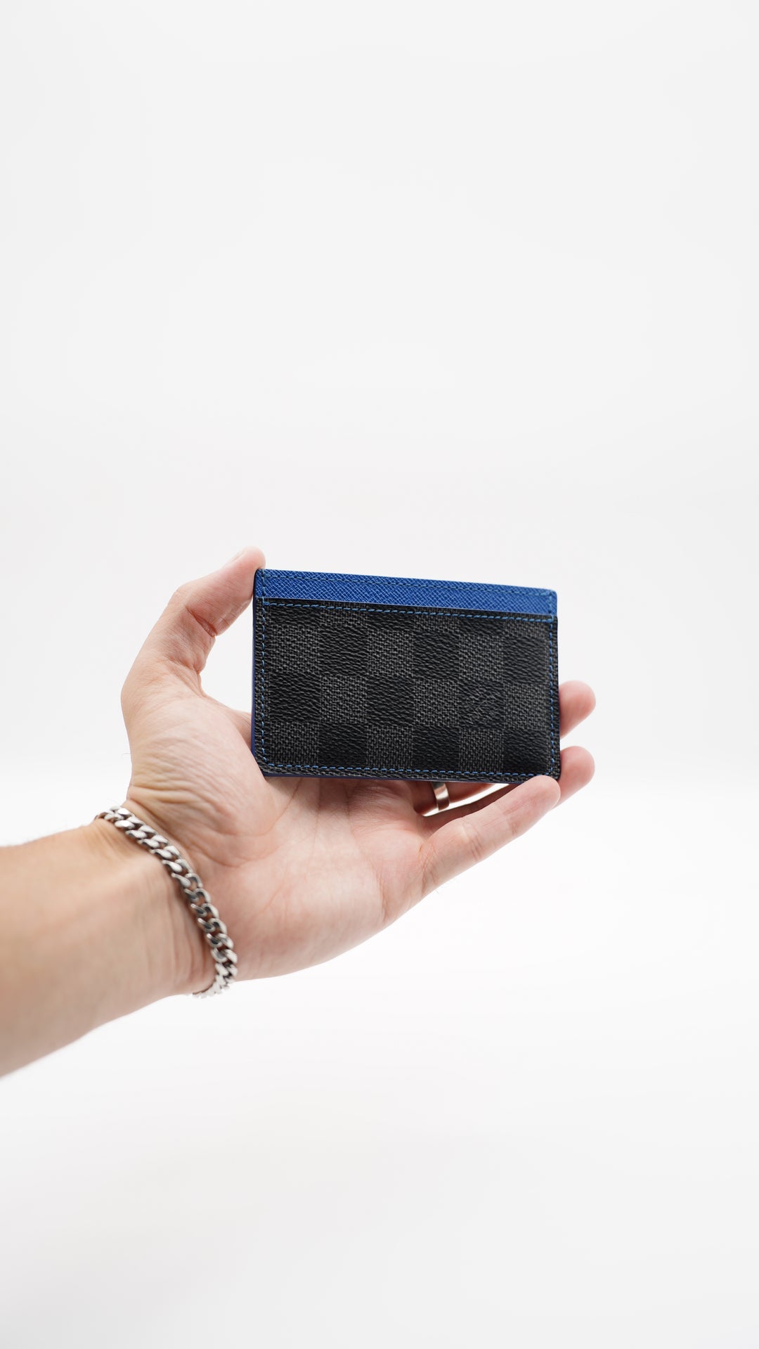 Louis Vuitton Damier Graphite Sampur Blue Card Holder AW6