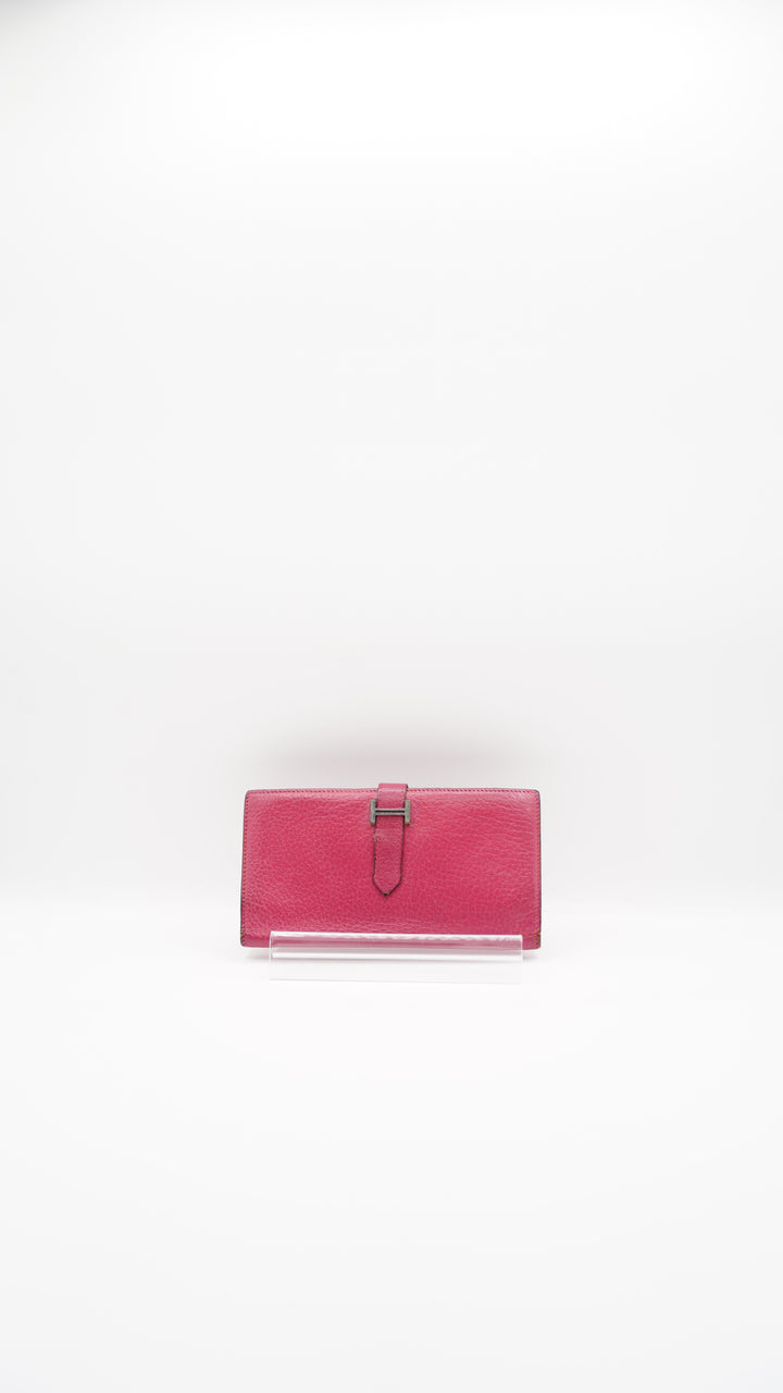 Hermes Bearn Long Wallet Magenta Purple SF36