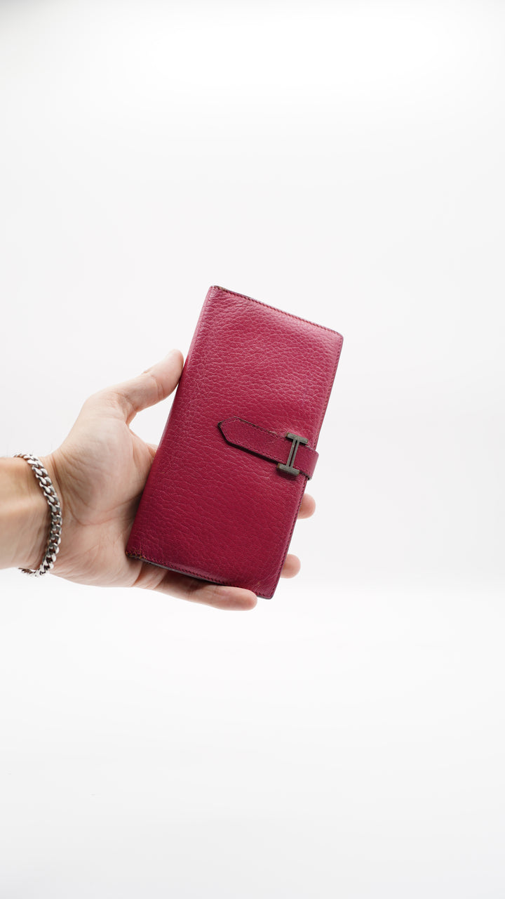 Hermes Bearn Long Wallet Magenta Purple SF36
