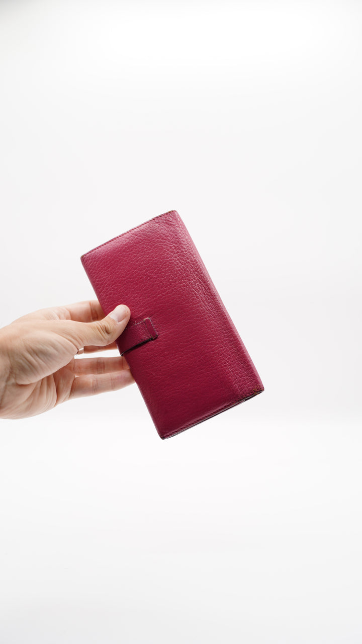 Hermes Bearn Long Wallet Magenta Purple SF36