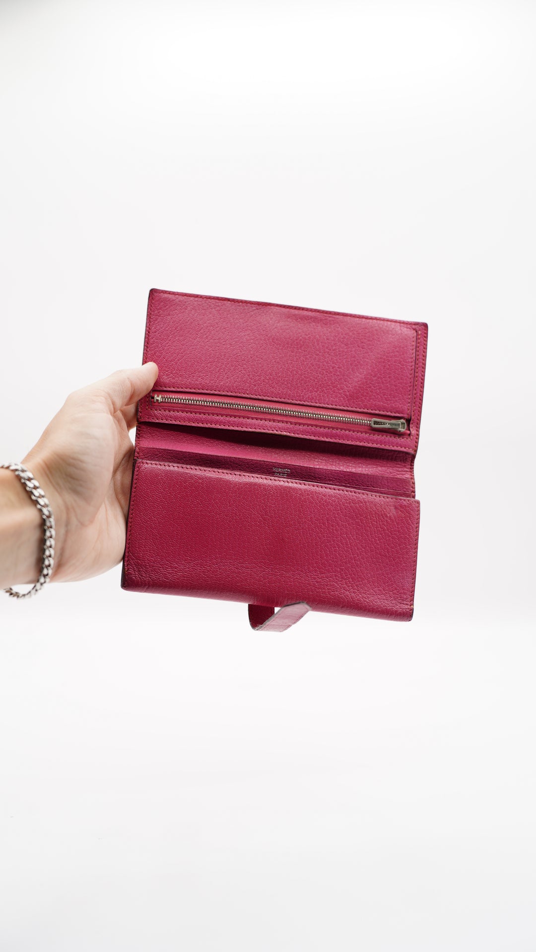 Hermes Bearn Long Wallet Magenta Purple SF36