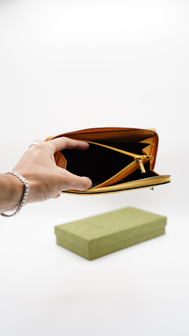 Gucci GG Embossed Long Wallet Yellow w/Box SF21