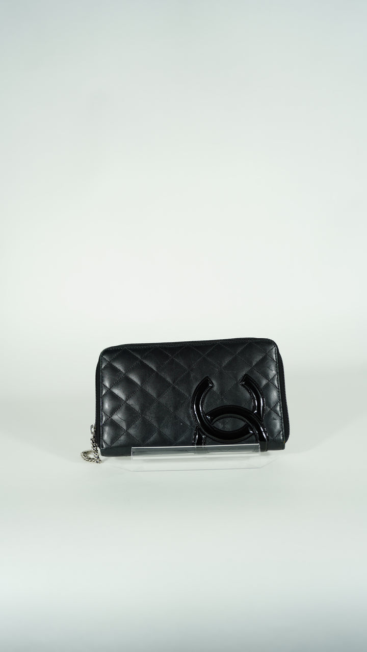 Chanel Cambon CC Jumbo Long Zippy Wallet Black SF39