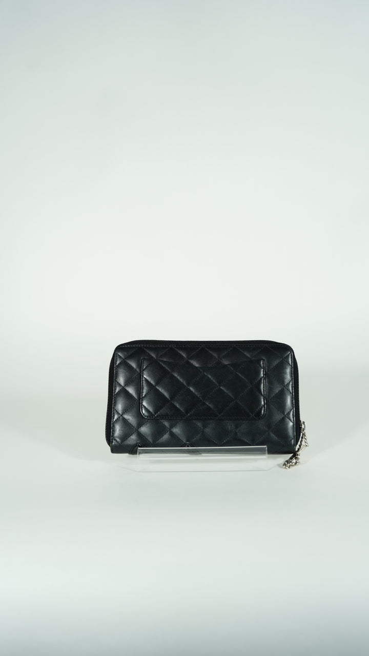 Chanel Cambon CC Jumbo Long Zippy Wallet Black SF39
