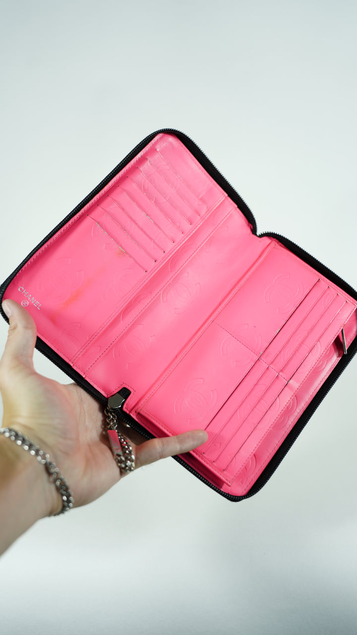 Chanel Cambon CC Jumbo Long Zippy Wallet Black SF39