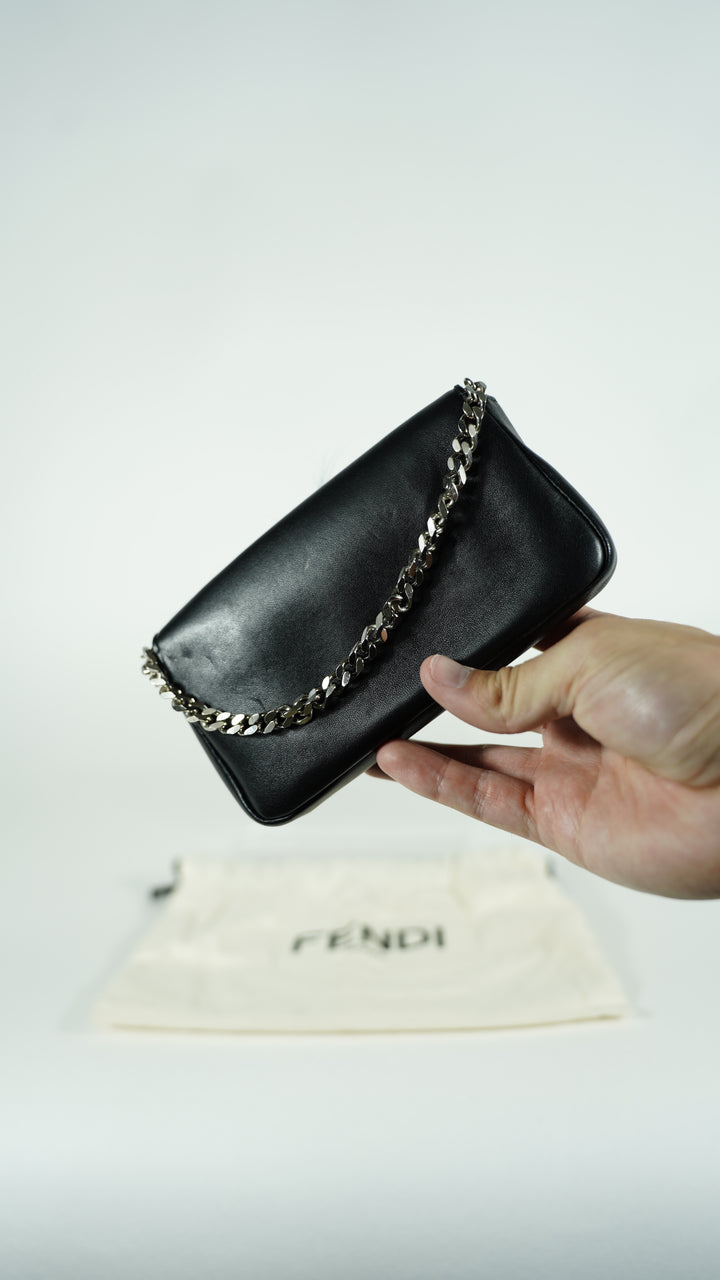 Fendi Monster Leather Shoulder Bag Black SF34