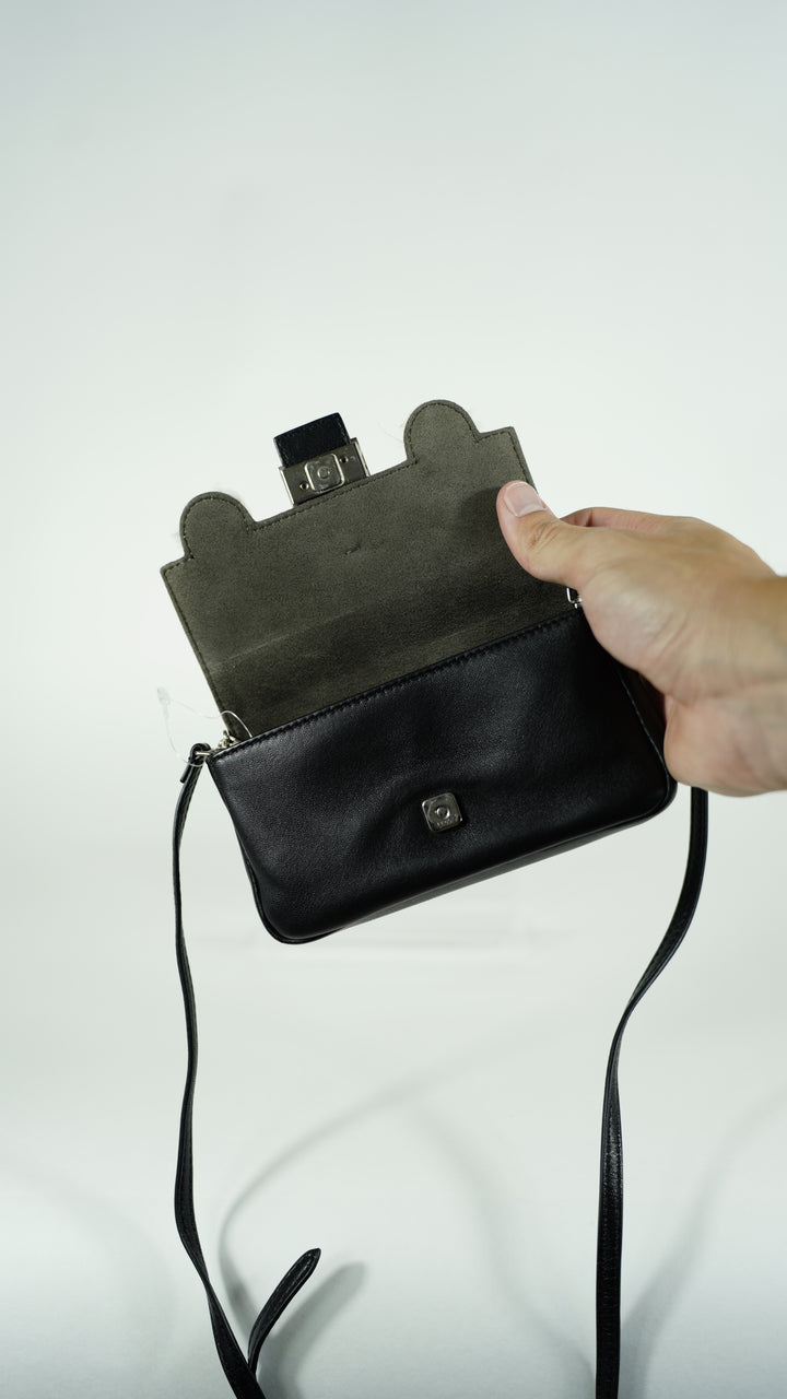 Fendi Monster Leather Shoulder Bag Black SF34