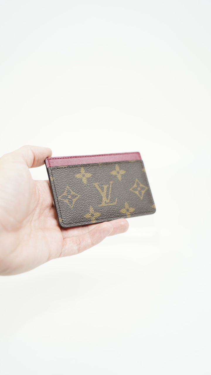 Louis Vuitton Monogram Porte Cartes Sampur Card Holder Brown x Fuchsia BM40