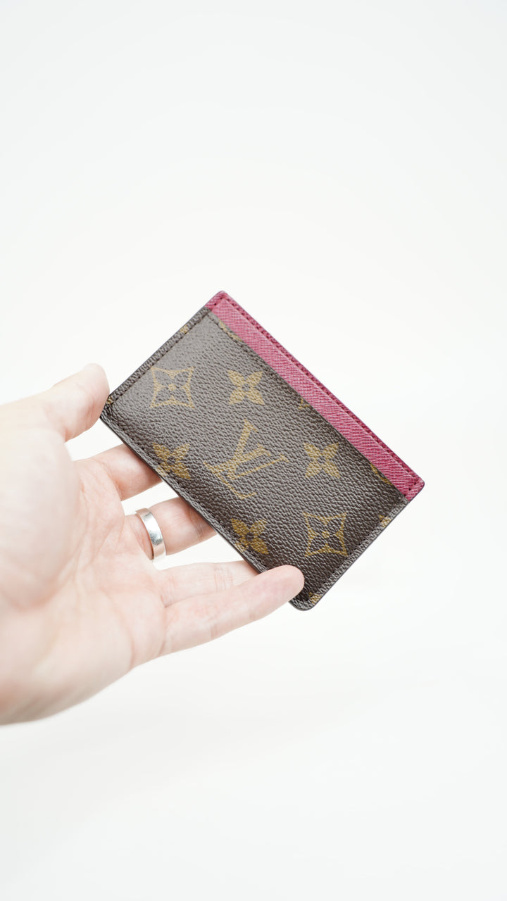 Louis Vuitton Monogram Porte Cartes Sampur Card Holder Brown x Fuchsia BM40