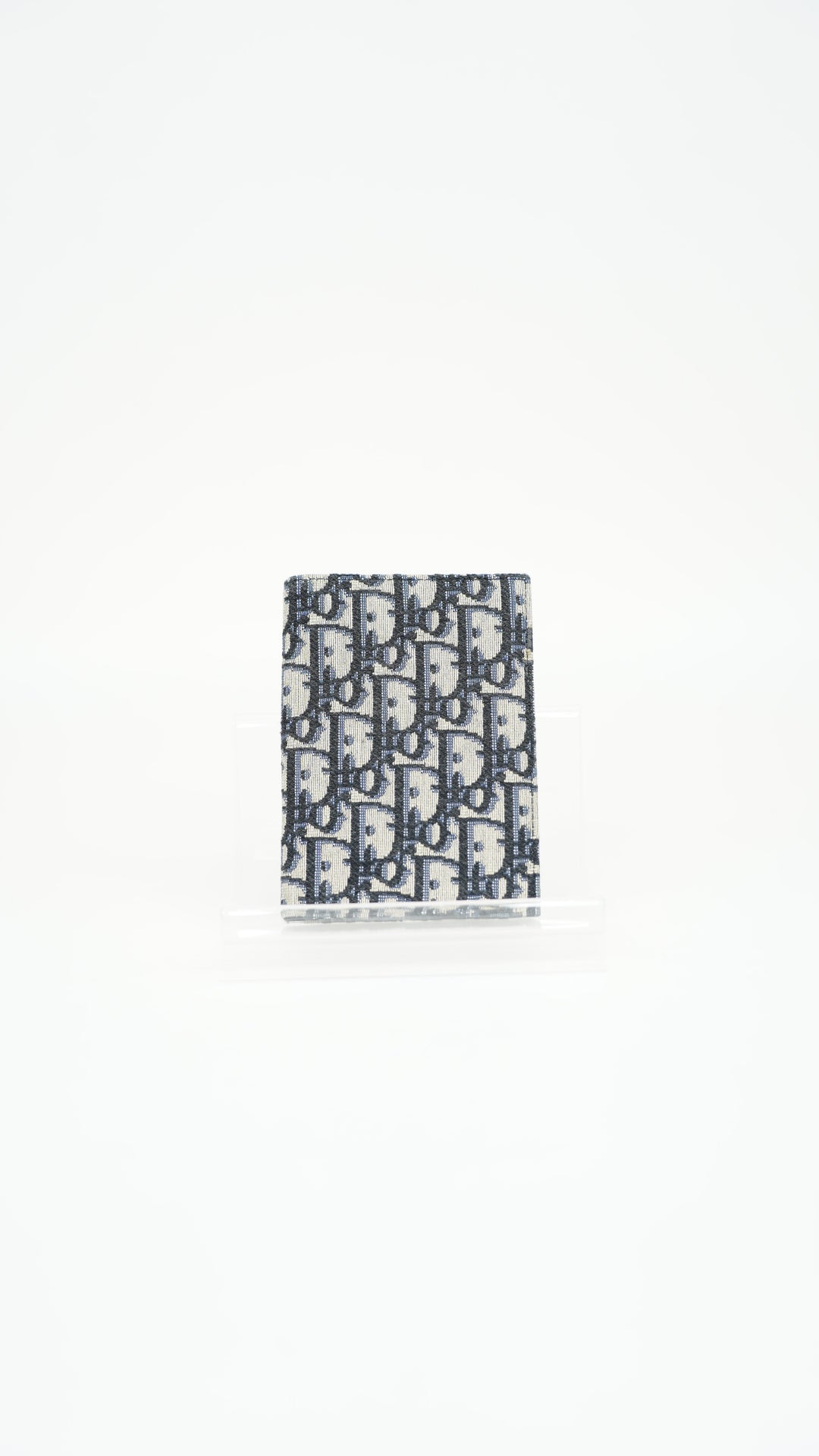 Dior Oblique Canvas x Leather Passport Holder Navy x Beige BM41