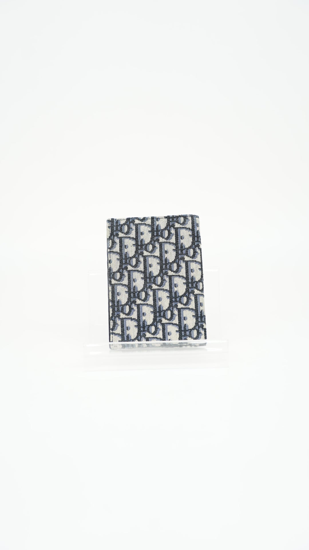 Dior Oblique Canvas x Leather Passport Holder Navy x Beige BM41