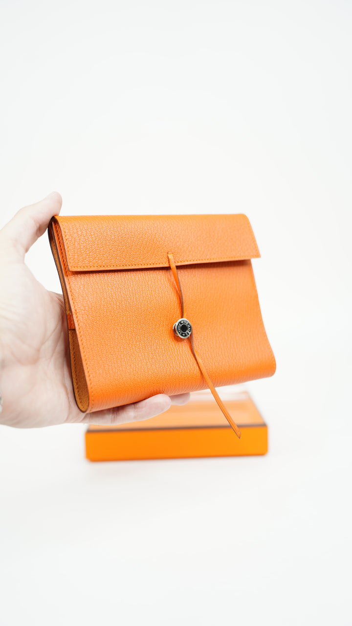 Hermes Serie Chevre Mysore Orange Book Cover Wallet BM10
