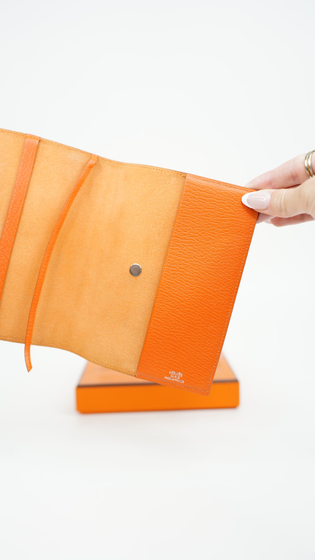 Hermes Serie Chevre Mysore Orange Book Cover Wallet BM10