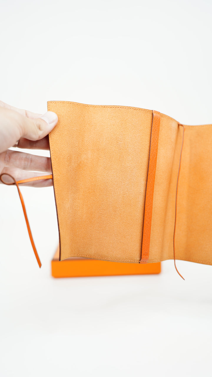 Hermes Serie Chevre Mysore Orange Book Cover Wallet BM10