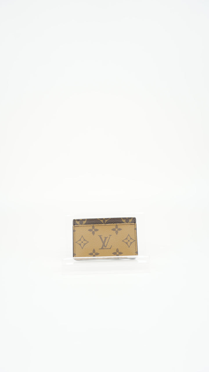 Louis Vuitton Monogram Reverse Camel x Black Card Holder Wallet BM35
