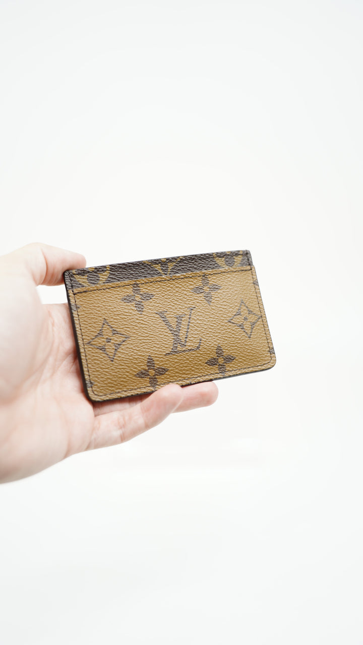 Louis Vuitton Monogram Reverse Camel x Black Card Holder Wallet BM35