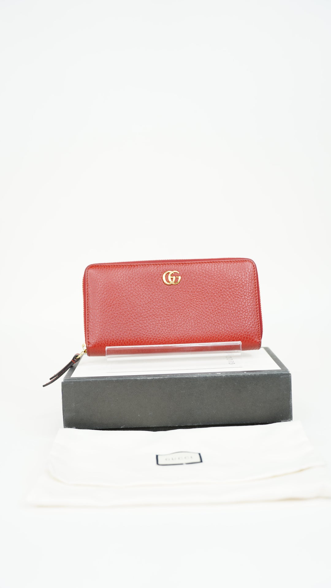 Gucci GG Marmont Leather Long Zippy Wallet Red BM46