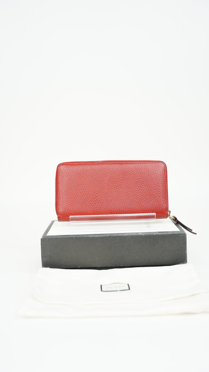 Gucci GG Marmont Leather Long Zippy Wallet Red BM46
