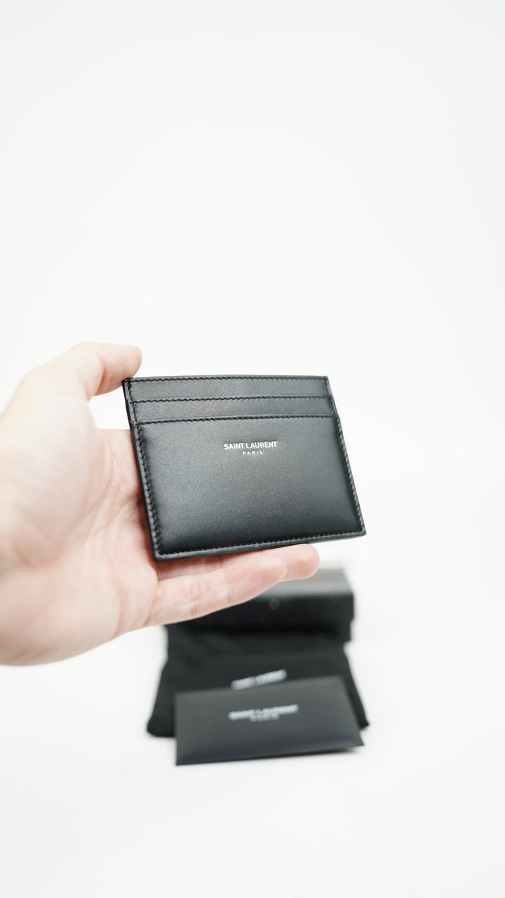 Saint Laurent Logo Leather Card Holder Black BM28