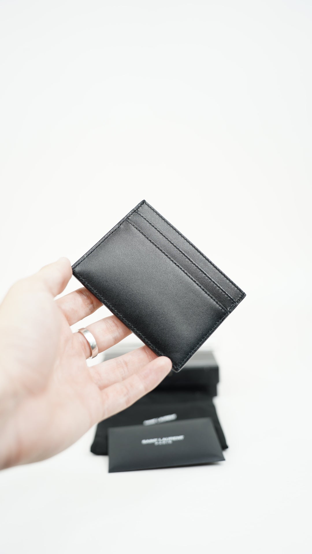 Saint Laurent Logo Leather Card Holder Black BM28