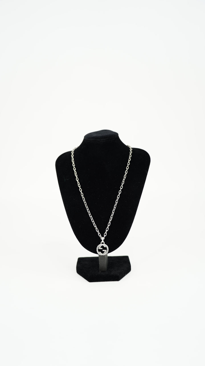 Gucci Interlocking G Arabesque 925 Silver Necklace BM39